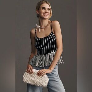 NWT Anthropologie Maeve Ruffled Peplum Knit Tank Top Size S
